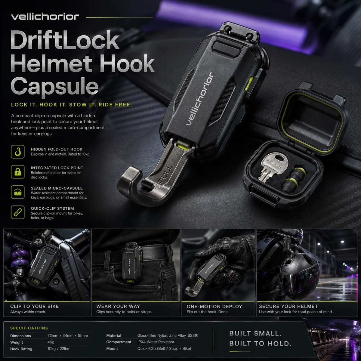 Vellichorior™ DriftLock Helmet Hook Capsule