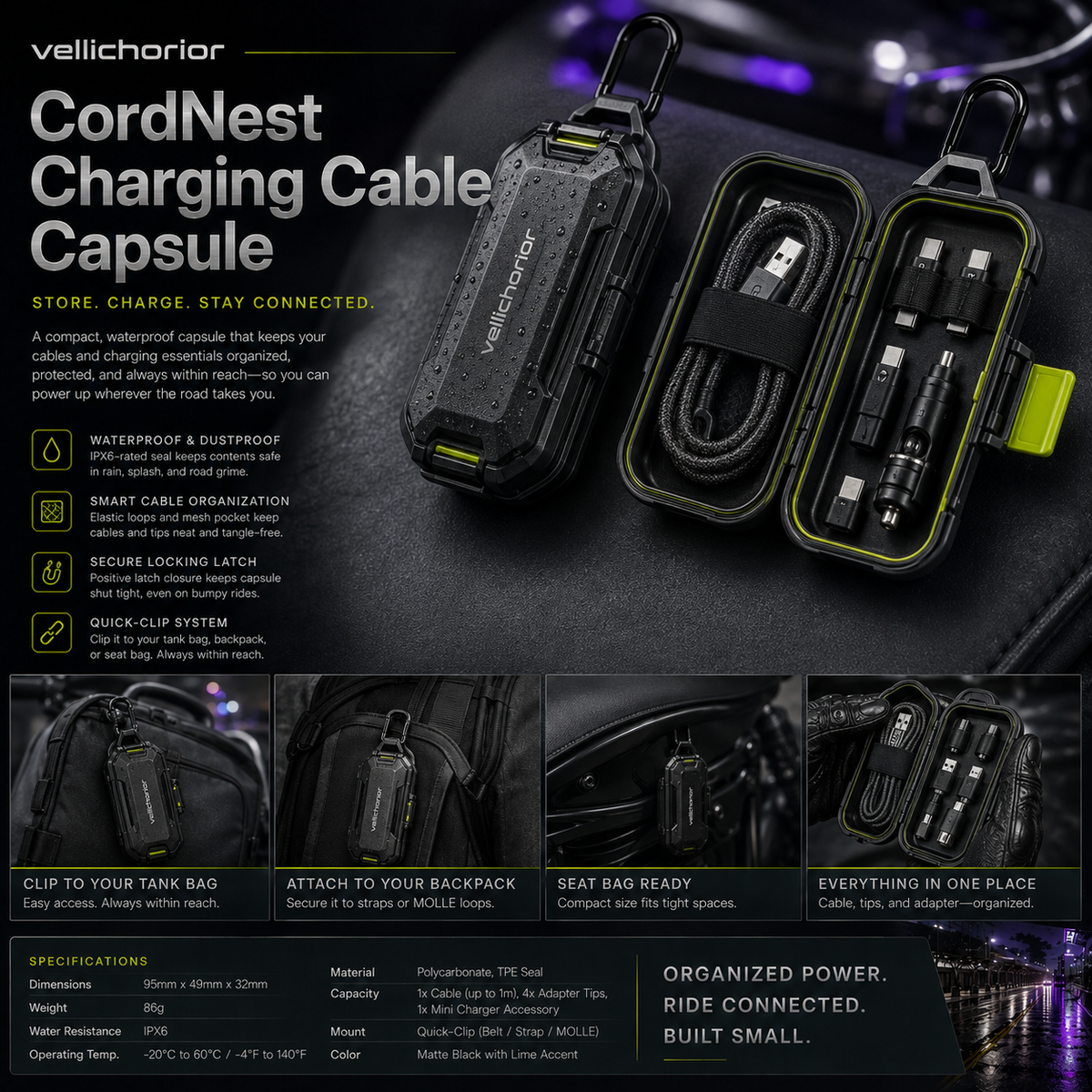 Vellichorior™ CordNest Charging Cable Capsule