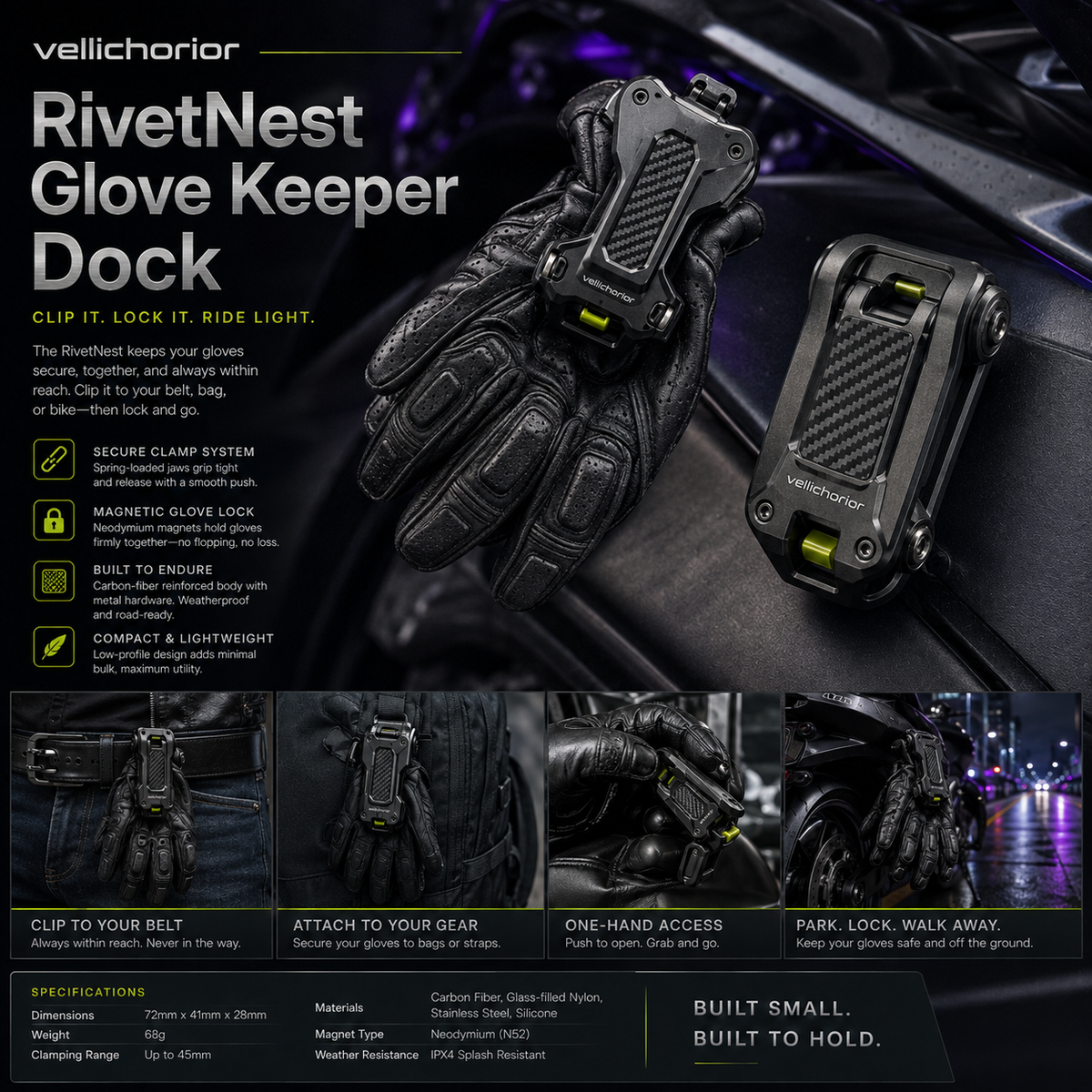 Vellichorior™ RivetNest Glove Keeper Dock
