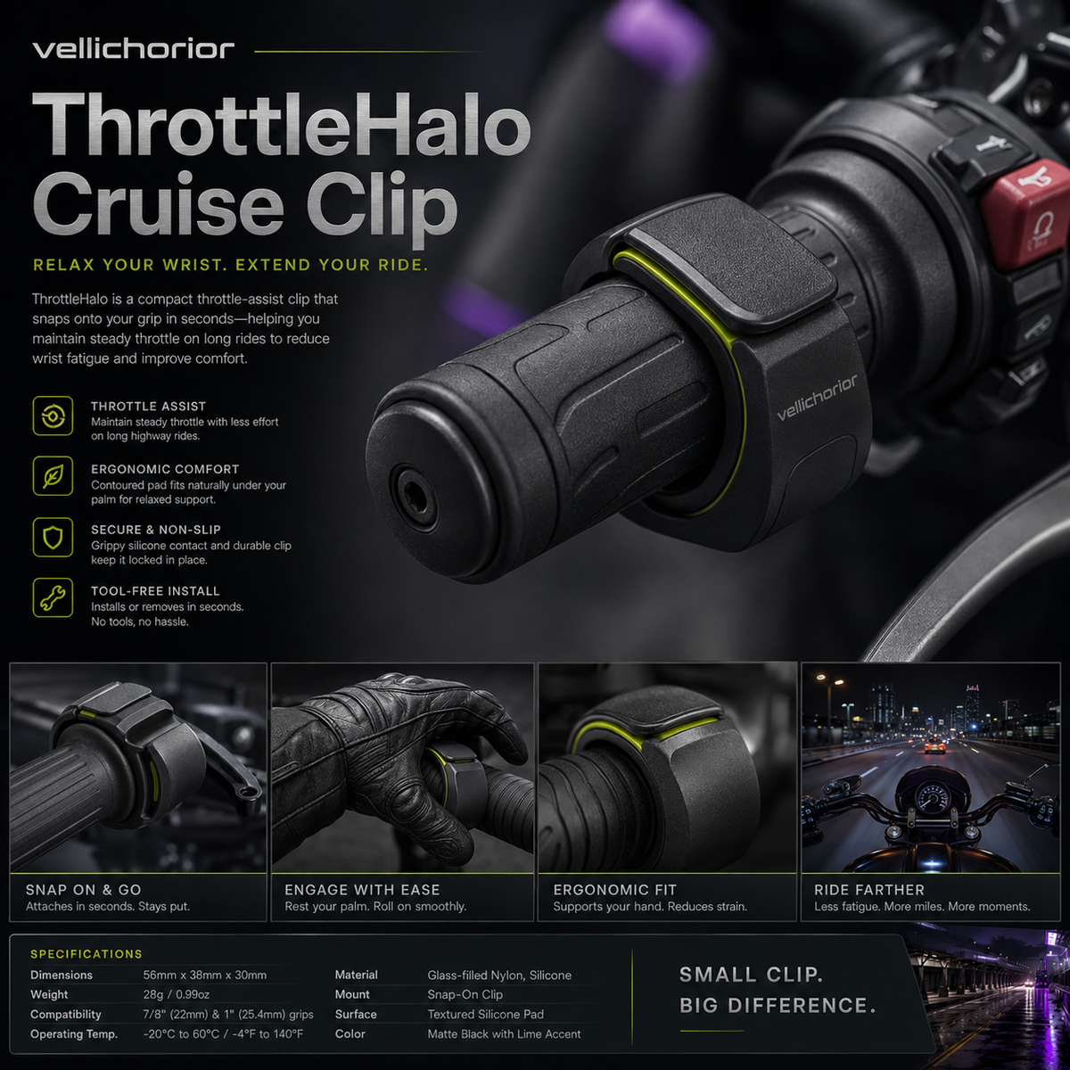 Vellichorior™ ThrottleHalo Cruise Clip